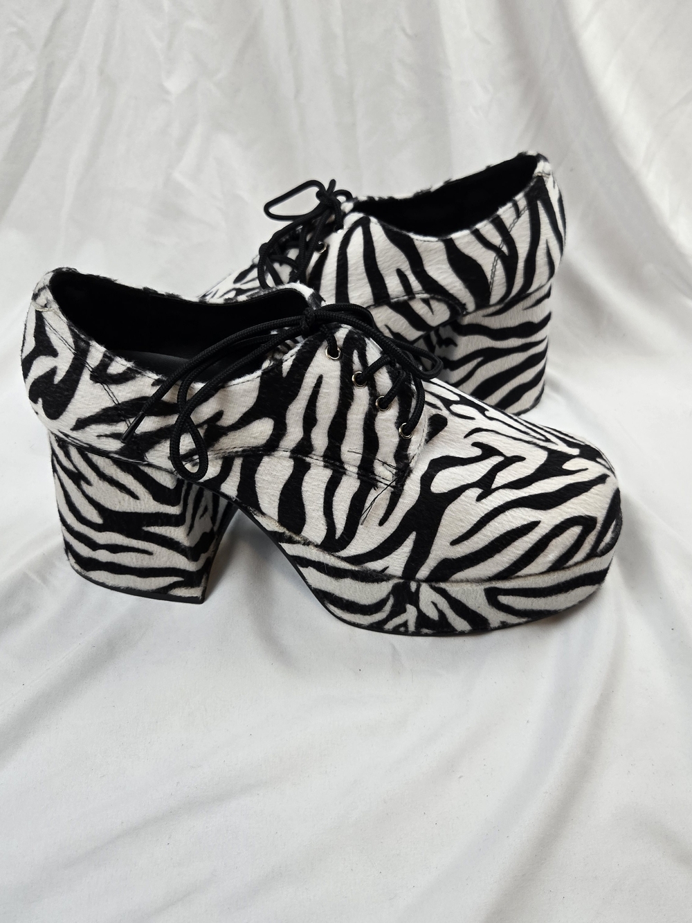 Funtasma JAZZ-02 Zebra Fur Platform Shoes Men's 10-11 Medium Disco Retro